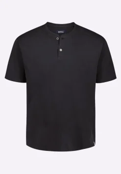 Kamel Men's Short-Sleeve Jersey Henley Top, Black - BM24602