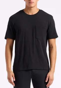 Kander Men's Slub Knit Crew Neck Pocket T-Shirt, Black - BM24606