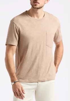 Kander Men's Slub Knit Crew Neck Pocket T-Shirt, Tuffet Beige - BM24606