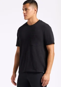 Kander Men's Slub Knit Crew Neck Pocket T-Shirt, Black - BM24606