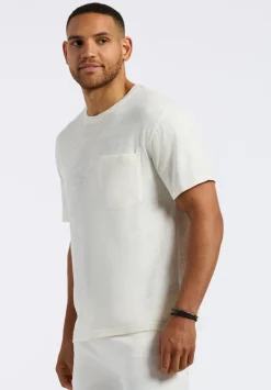 Kander Men's Slub Knit Crew Neck Pocket T-Shirt, Milk - BM24606