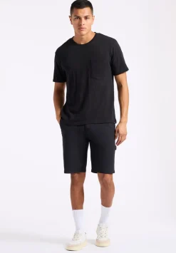 Kander Men's Slub Knit Crew Neck Pocket T-Shirt, Black - BM24606