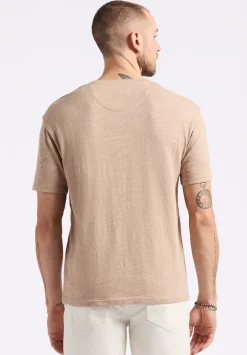 Kander Men's Slub Knit Crew Neck Pocket T-Shirt, Tuffet Beige - BM24606