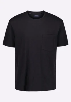 Kander Men's Slub Knit Crew Neck Pocket T-Shirt, Black - BM24606