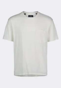 Kander Men's Slub Knit Crew Neck Pocket T-Shirt, Milk - BM24606