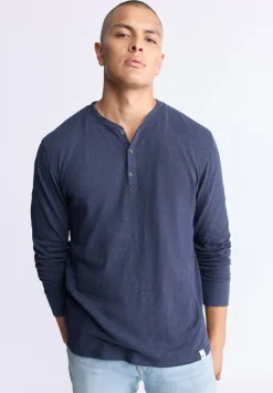 Kandid Men's Long-Sleeve Henley Top, Midnight Blue - BM24522