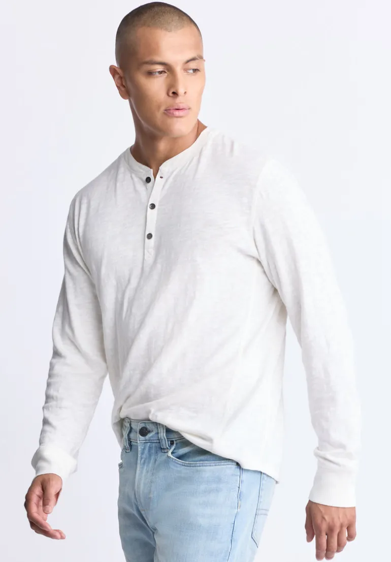 Kandid Men's Long-Sleeve Henley Top, Milk - BM24522