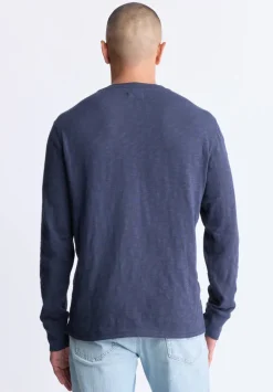 Kandid Men's Long-Sleeve Henley Top, Midnight Blue - BM24522