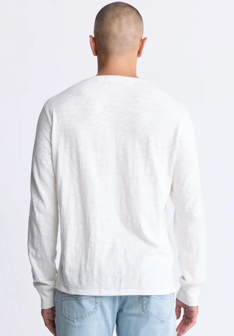 Kandid Men's Long-Sleeve Henley Top, Milk - BM24522