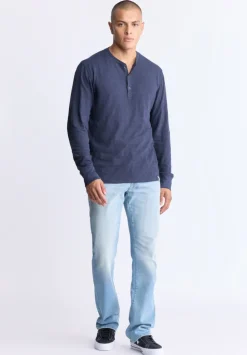 Kandid Men's Long-Sleeve Henley Top, Midnight Blue - BM24522