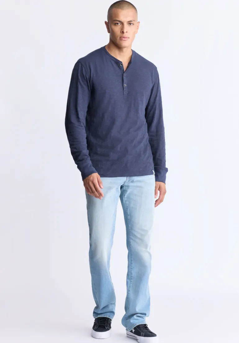 Kandid Men's Long-Sleeve Henley Top, Midnight Blue - BM24522