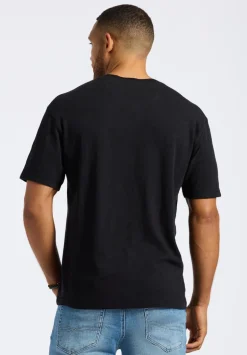 Kandido Men's Short Sleeve Slub Jersey Relaxed Henley Top, Black - BM24605