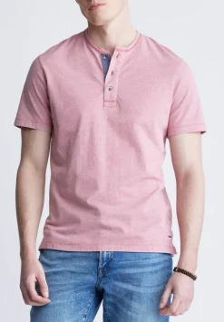Kandy Men's Short Sleeve Henley, Light Pink - BM24387