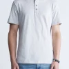 Kandy Men's Short Sleeve Henley, Light Grey- BM24387