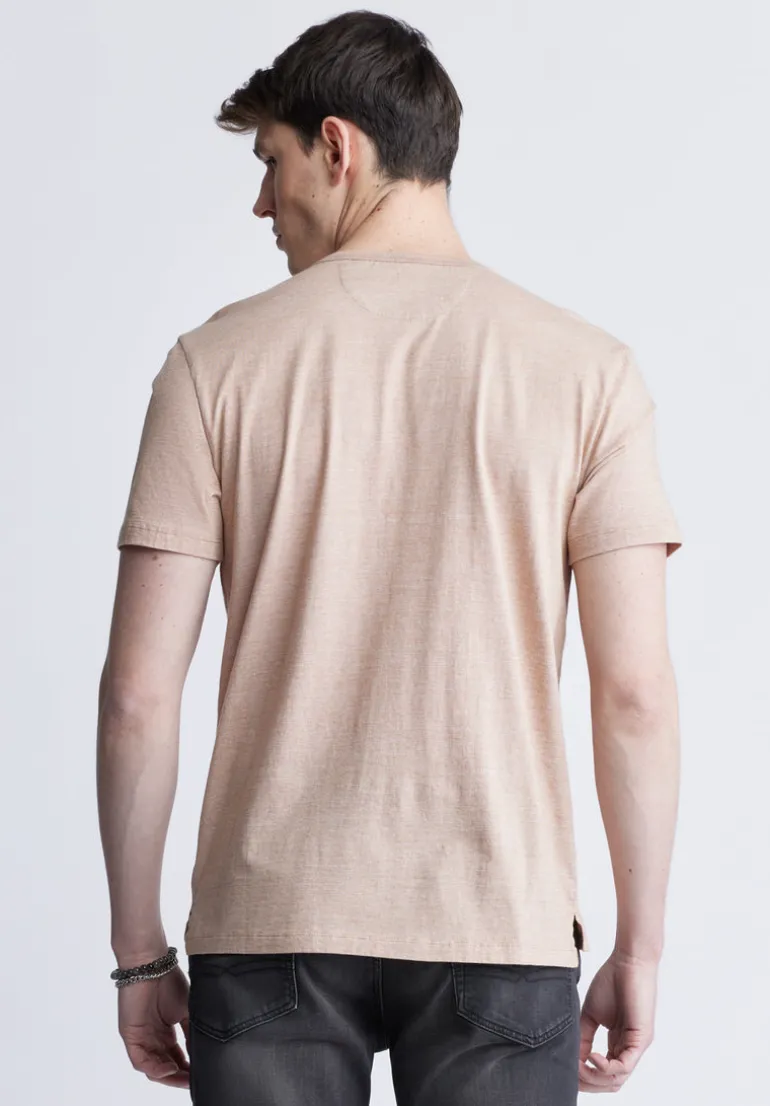 Kandy Men's Short Sleeve Henley, Tan - BM24387