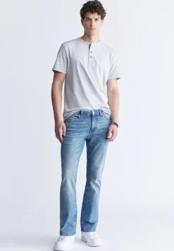 Kandy Men's Short Sleeve Henley, Light Grey- BM24387