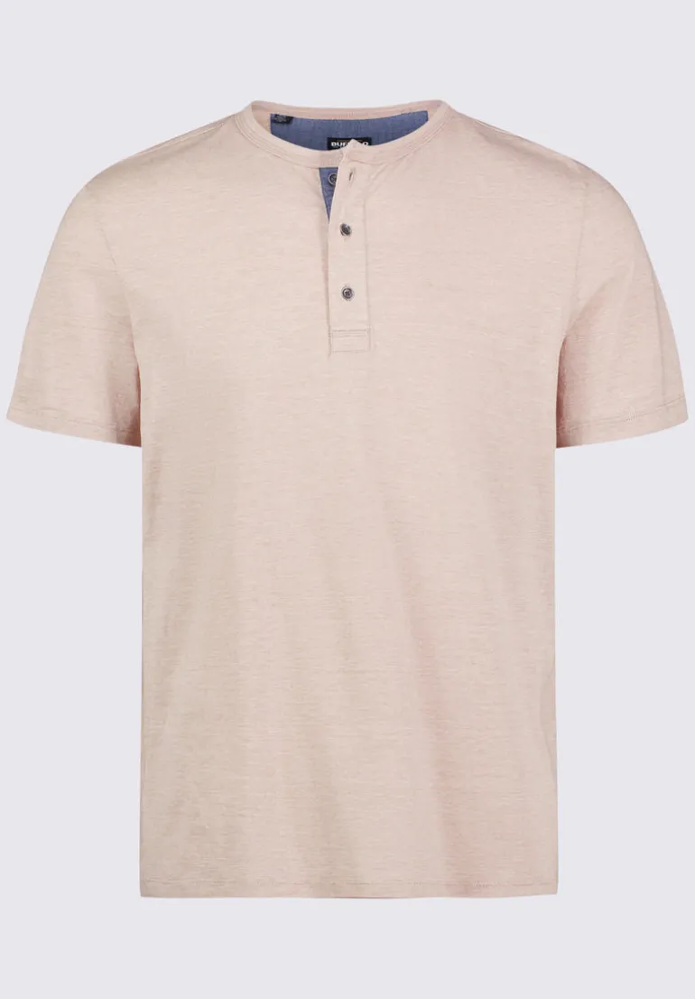 Kandy Men's Short Sleeve Henley, Tan - BM24387