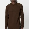 Kariver Henley Long Sleeve Henley in Chocolate - BM23368