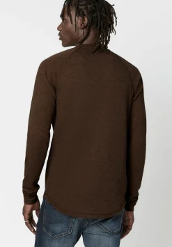 Kariver Henley Long Sleeve Henley in Chocolate - BM23368