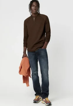 Kariver Henley Long Sleeve Henley in Chocolate - BM23368