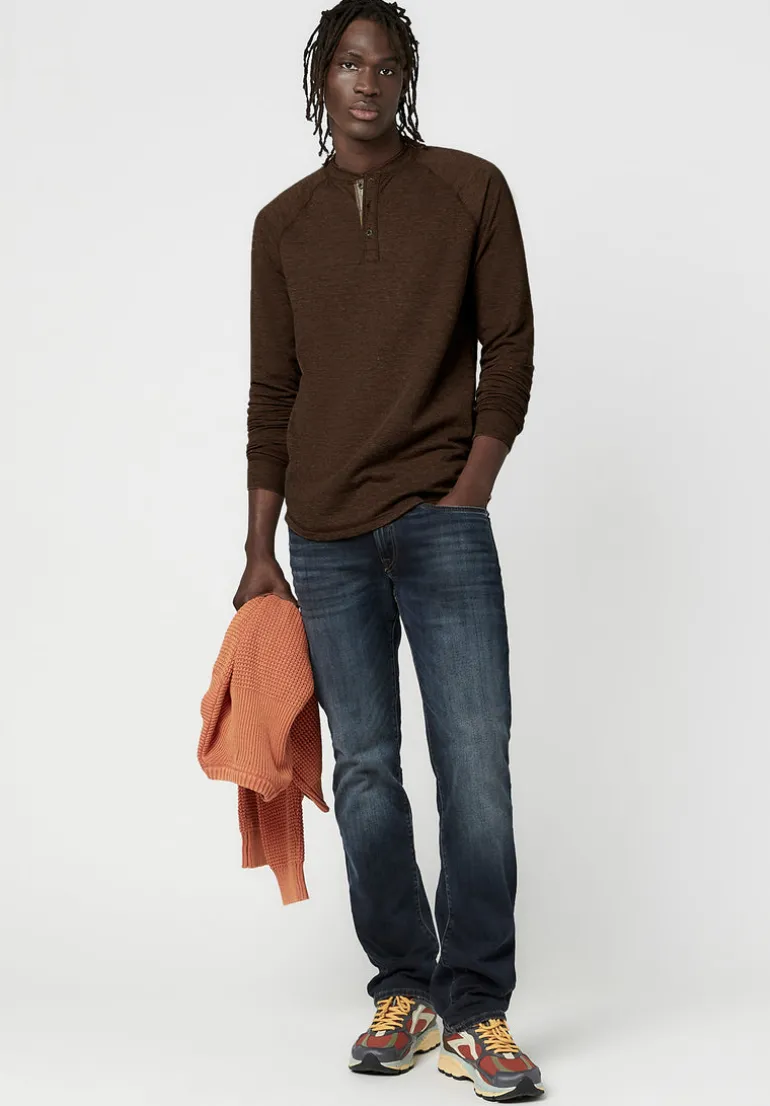 Kariver Henley Long Sleeve Henley in Chocolate - BM23368