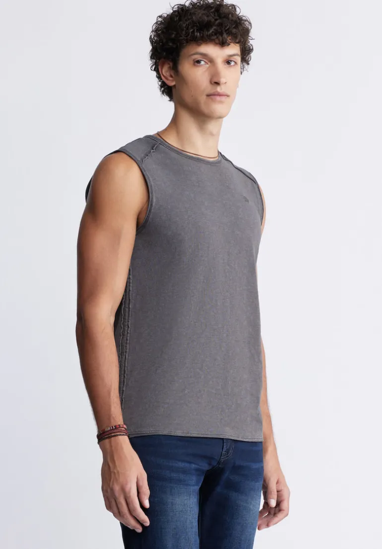 Karmola Men's Sleeveless Top in Charcoal Grey - BM24235
