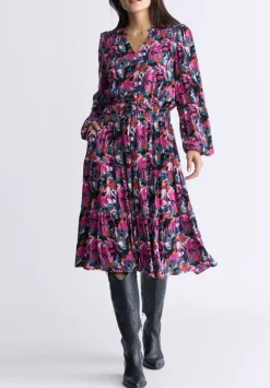 Karrigan Women's Long-Sleeve Midi Dress, Pink Floral - WD0059F