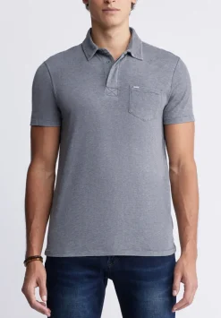 Kasper Men's Short-Sleeve Polo in Charcoal Grey - BM24233