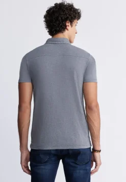 Kasper Men's Short-Sleeve Polo in Charcoal Grey - BM24233
