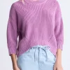 Kassanda Women's 3/4 Sleeve Knit Sweater, Purple - SW0100H