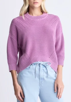 Kassanda Women's 3/4 Sleeve Knit Sweater, Purple - SW0100H