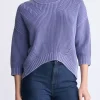 Kassanda Women's 3/4 Sleeve Knit Sweater, Blue - SW0100H