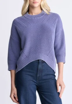 Kassanda Women's 3/4 Sleeve Knit Sweater, Blue - SW0100H