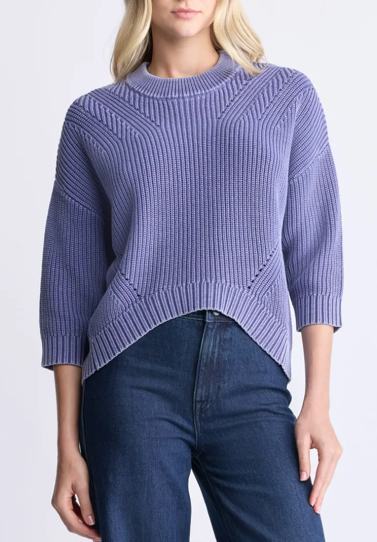 Kassanda Women's 3/4 Sleeve Knit Sweater, Blue - SW0100H