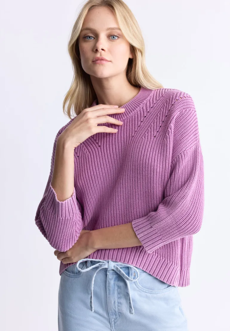 Kassanda Women's 3/4 Sleeve Knit Sweater, Purple - SW0100H