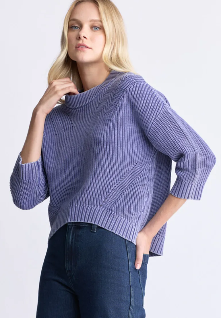Kassanda Women's 3/4 Sleeve Knit Sweater, Blue - SW0100H