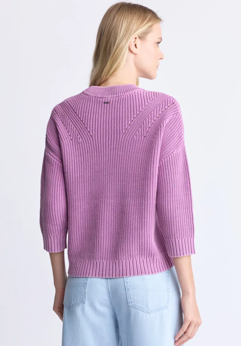 Kassanda Women's 3/4 Sleeve Knit Sweater, Purple - SW0100H