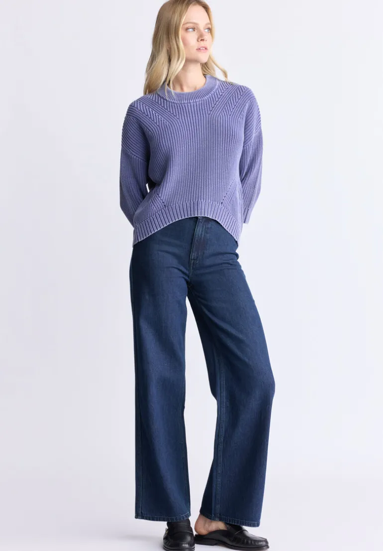 Kassanda Women's 3/4 Sleeve Knit Sweater, Blue - SW0100H