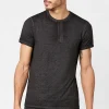 Kasum Buttoned Henley Men's T-Shirt in Black - BM21411