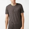 Kasum Buttoned Henley Men's T-Shirt in Dark Grey - BM21411
