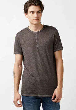 Kasum Buttoned Henley Men's T-Shirt in Dark Grey - BM21411