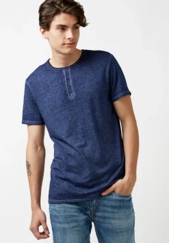 Kasum Buttoned Henley Men's T-Shirt in Dark Blue - BM21411