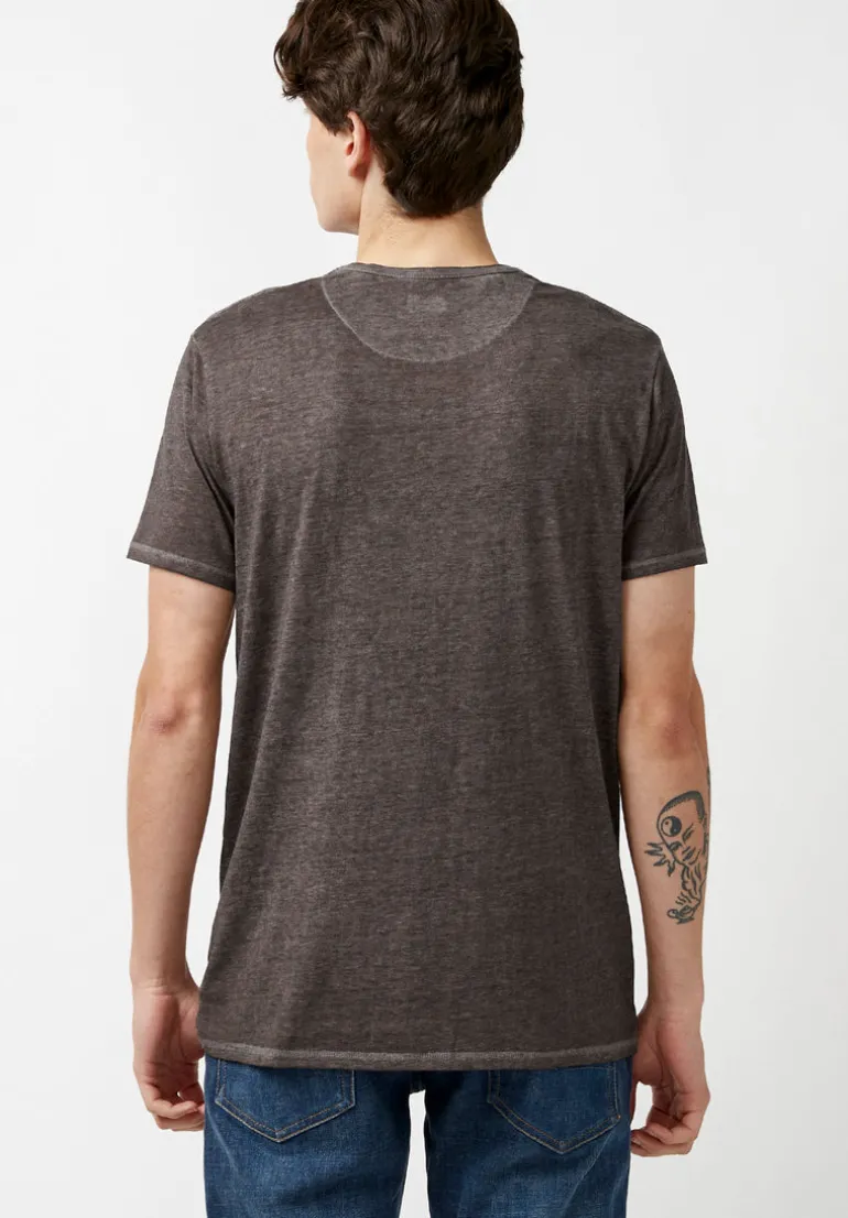 Kasum Buttoned Henley Men's T-Shirt in Dark Grey - BM21411