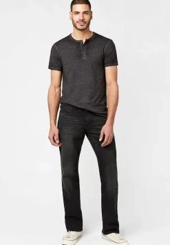 Kasum Buttoned Henley Men's T-Shirt in Black - BM21411