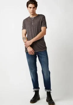 Kasum Buttoned Henley Men's T-Shirt in Dark Grey - BM21411