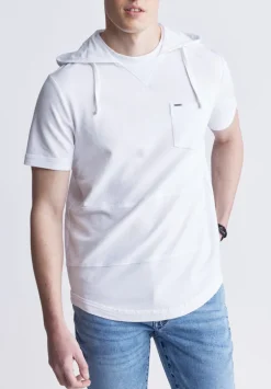 Katoni Men's Short Sleeve Hoodie, White - BM24489