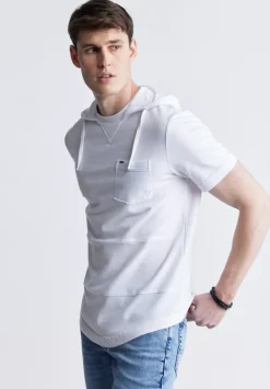 Katoni Men's Short Sleeve Hoodie, White - BM24489