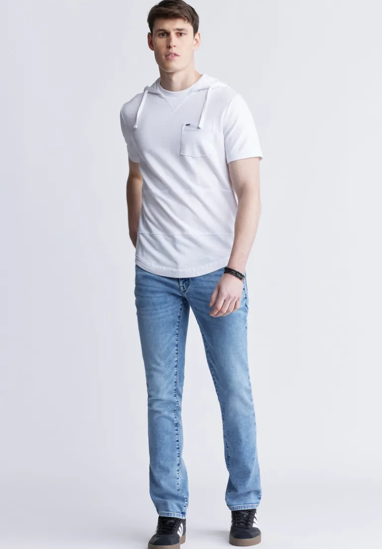 Katoni Men's Short Sleeve Hoodie, White - BM24489