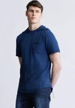 Katoni Men's Short Sleeve Hoodie, Navy - BM24489