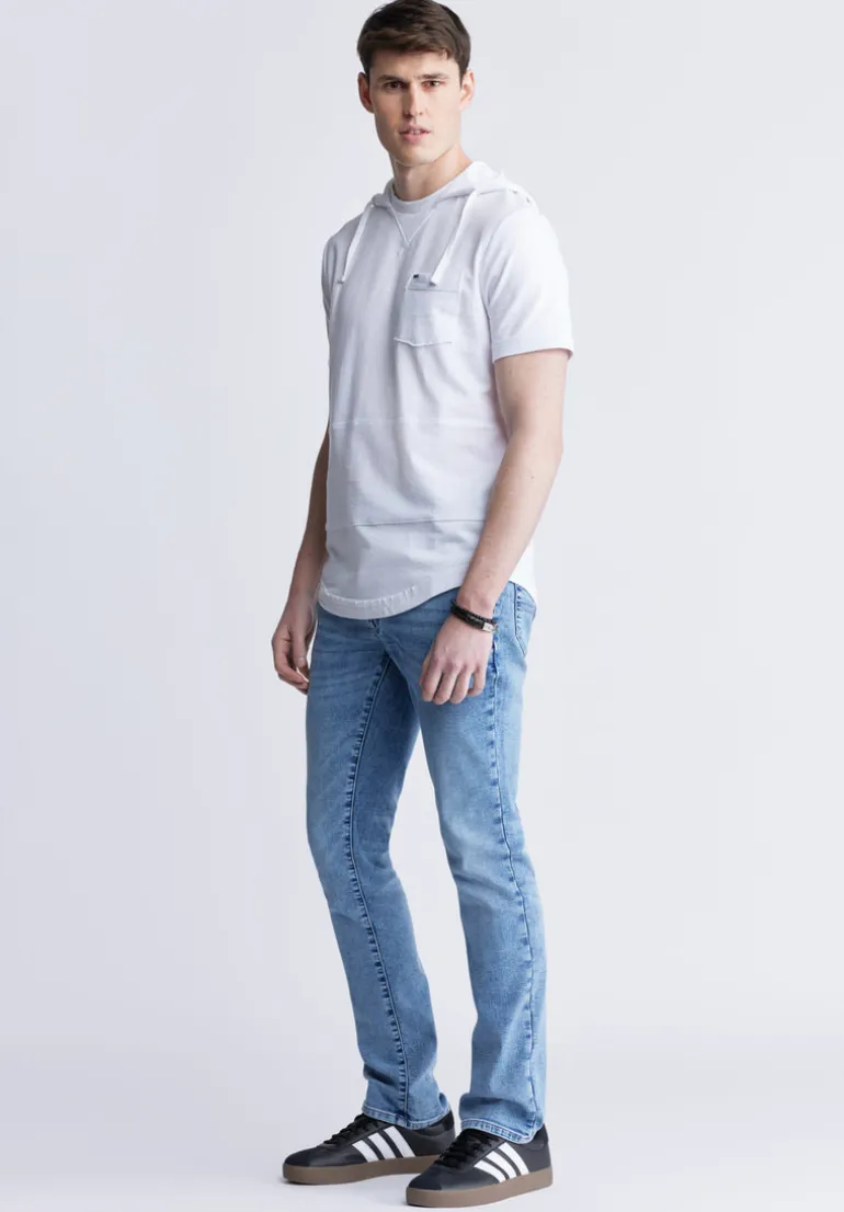 Katoni Men's Short Sleeve Hoodie, White - BM24489